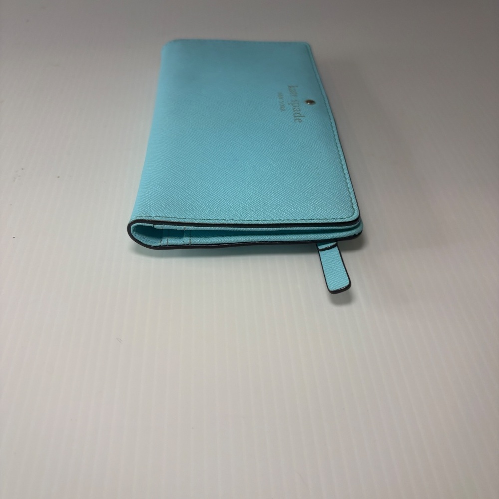 Kate Spade Grand Street Stacy Bifold Leather Slim Wallet Turquoise/Aqua/Blue - Picture 4 of 13